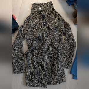 Free People Women’s Long Knitted Cardigan Size M Multicolor Buttons Waist Belt